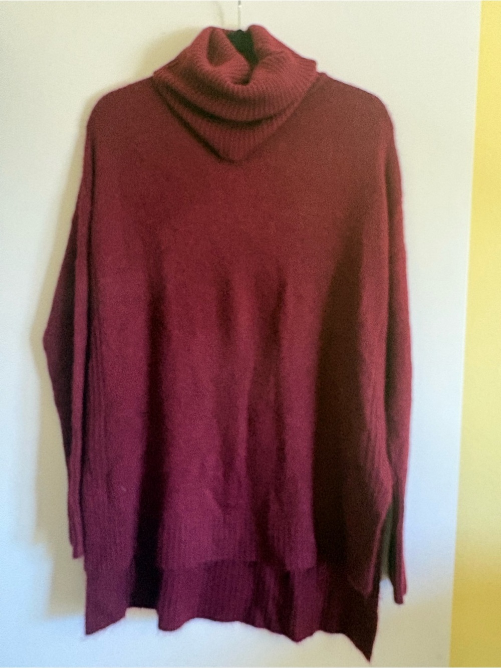 Olivaceous Turtleneck Oversized Sweater - Wine